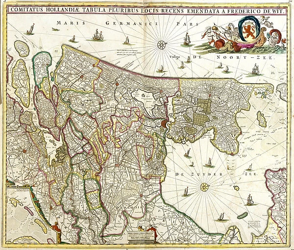 Map of the Count of Holland (Netherlands) (etching, 1671)