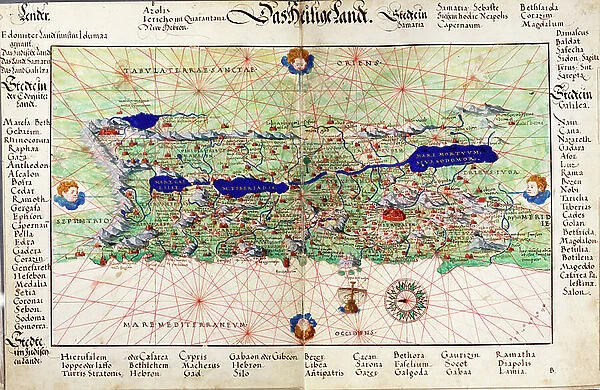 Map of 'Das Heilige Land' 1554 [Translation: The Holy land], 1554 (vellum)