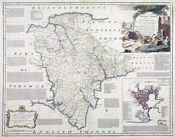 Map of Devonshire, published by Bowles, Tinney and Sayer, London, c. 1777 (hand coloured copper plate engraving)