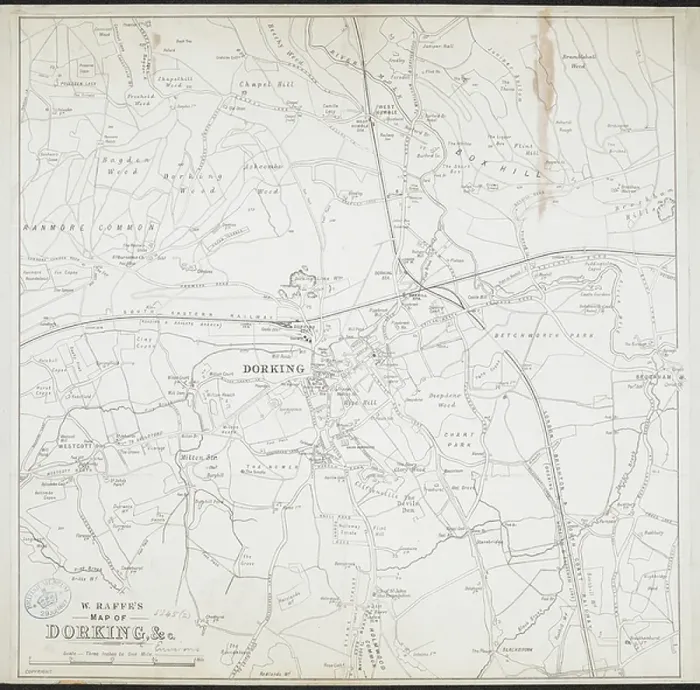 Framed Print : A map of Dorking Framed Print : A map of Dorking