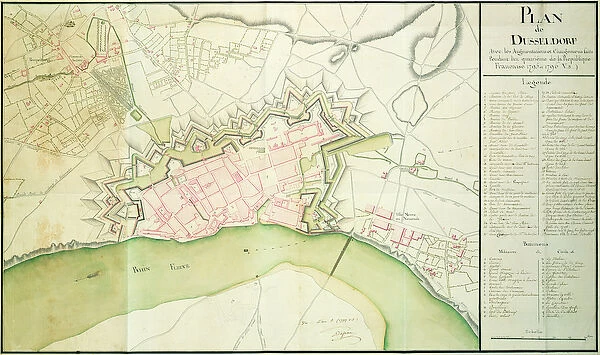 Map of Dusseldorf, 1797 (pen & ink on paper)