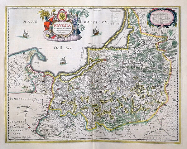 Map of East Prussia. from Le Theatre du Monde or Nouvel Atlas, 1645 (coloured engraving)