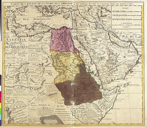 Map of Egypt, Nubia (Sudan) and Abyssinia (Ethiopia) (etching, 1730)