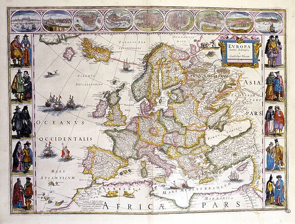 Map of Europe. Atlas by William Blaeu (1571 - 1638). Amsterdam 1635