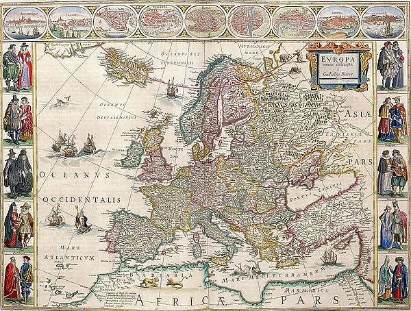 Map of Europe from the Blaeu Atlas, 17th century, 1622-25 (print)