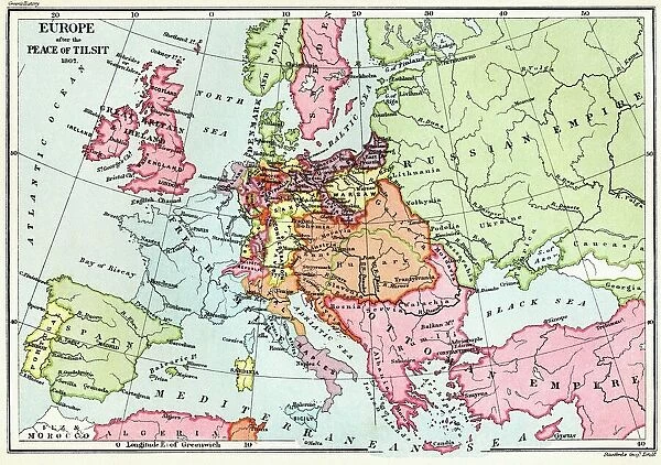 Map of Europe after the Peace of Tilsit in 1807, from A Short History of the