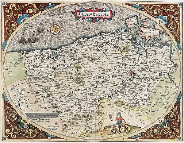 Map of Flanders, 1570 (engraving)