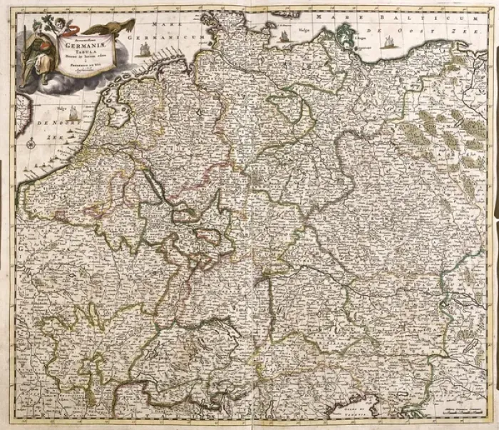 Framed Print : Map of Germany (etching, 1671)