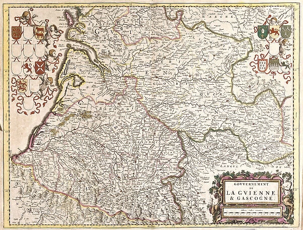 Map of the Government of Guyenne and Gascogne (France) (etching, 1671)