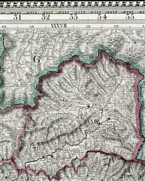 Map of the kingdom of Hungary, printed by Godfried (coloured engraving)