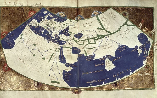 Map of the known world, from Geographia (vellum)