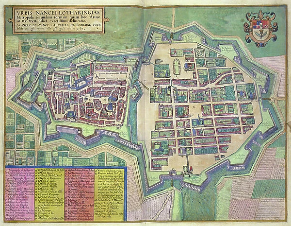 Map of Nancy, from Civitates Orbis Terrarum by Georg Braun (1541-1622) and Frans Hogenberg (1535-90) c. 1572-1617 (coloured engraving)