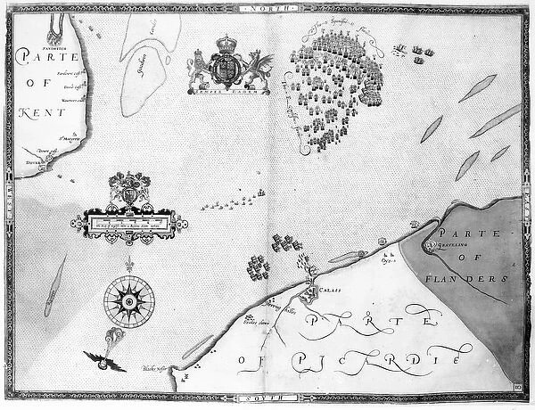 Map No. 10 showing the route of the Armada fleet, engraved by Augustine Ryther, 1588