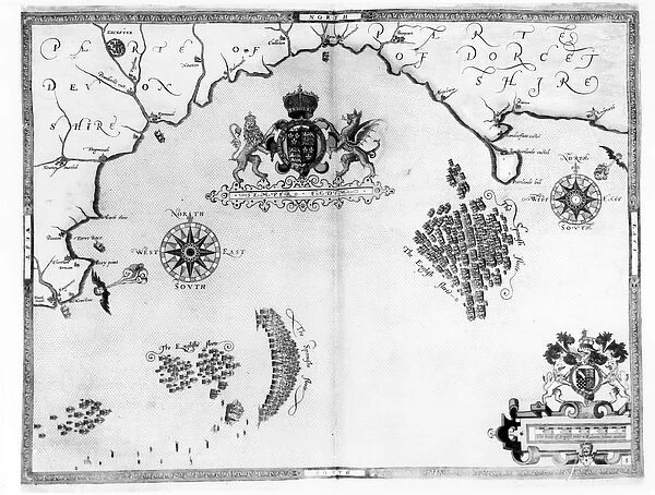 Map No. 5 Showing the route of the Armada fleet, engraved by Augustine Ryther, 1588