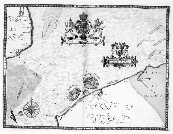Map No. 9 showing the route of the Armada fleet, engraved by Augustine Ryther, 1588