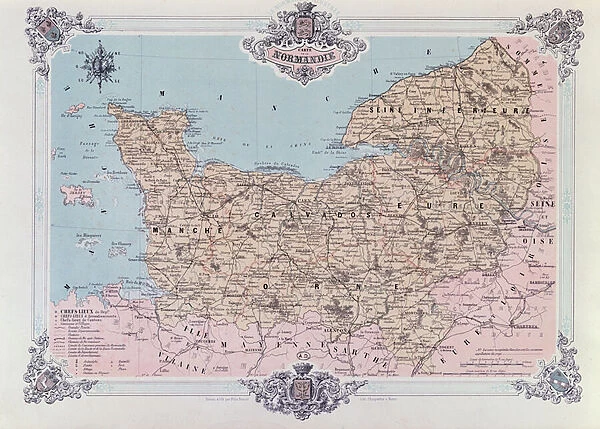 Map of Normandy, from the 1st volume of La Normandie Illustree