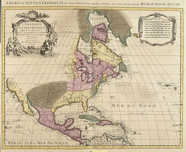 Map of North America (Greenland, Canada, USA, Mexico and the Caribbean Islands: Cuba