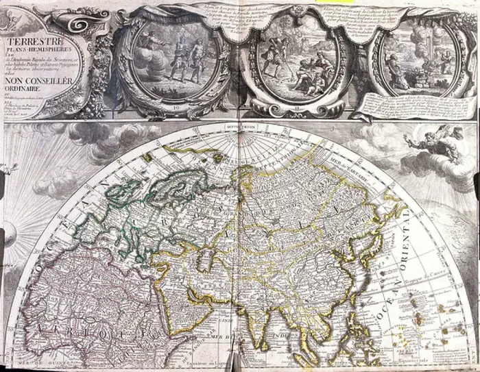 Framed Print : Map of the north hemisphere
