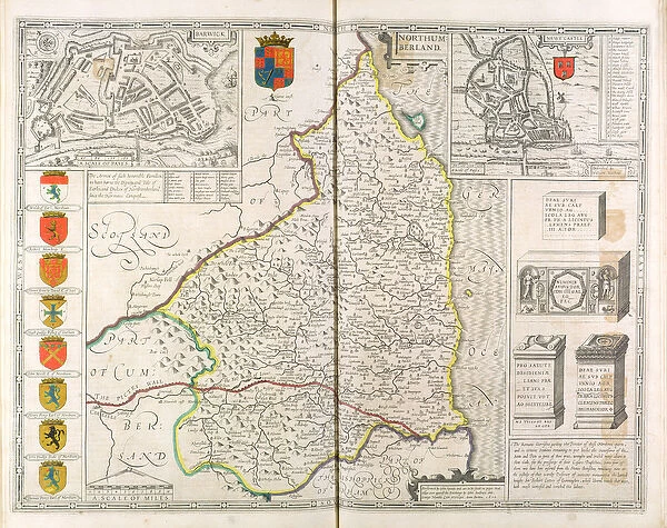 Map of Northumberland, from The Theatre of the Empire of Great Britaine