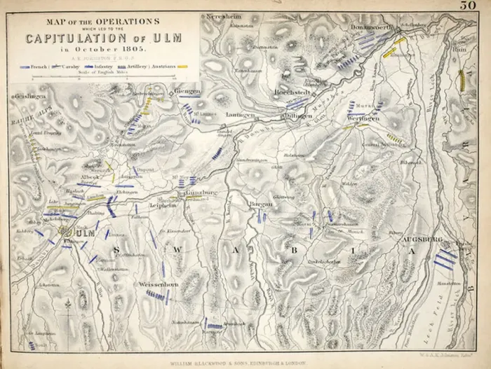 Framed Print : Map of the Operations which led to the Capitulation of Ulm