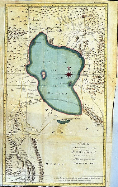 Map of the region of Lake Tzana or Lake Dembea (routes of M