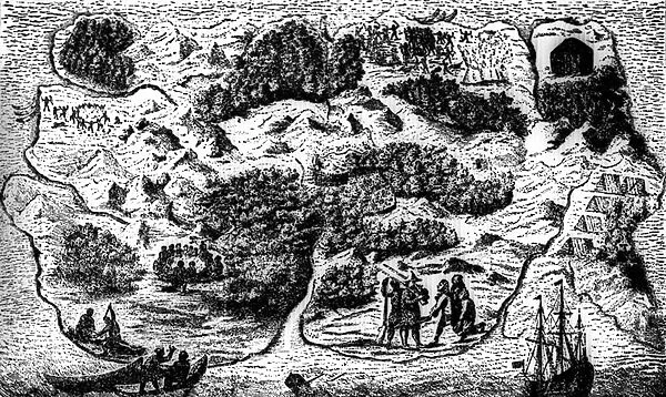 Map of Robinson Crusoe Island, Daniel Defoes novel