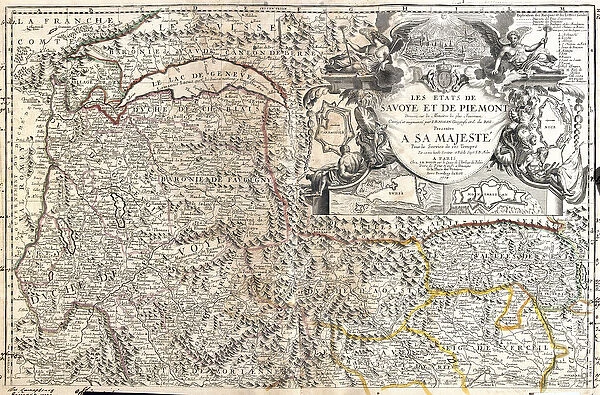 Map of Savoy and Piedmont (Italy) (Engraving, 1717)