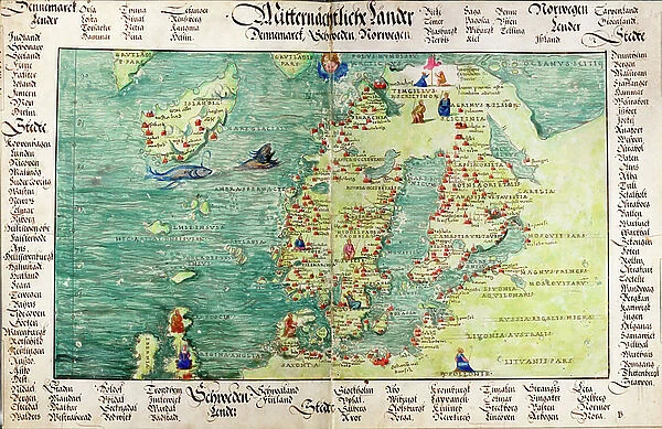 Map of Scandinavia, 1554 (vellum)