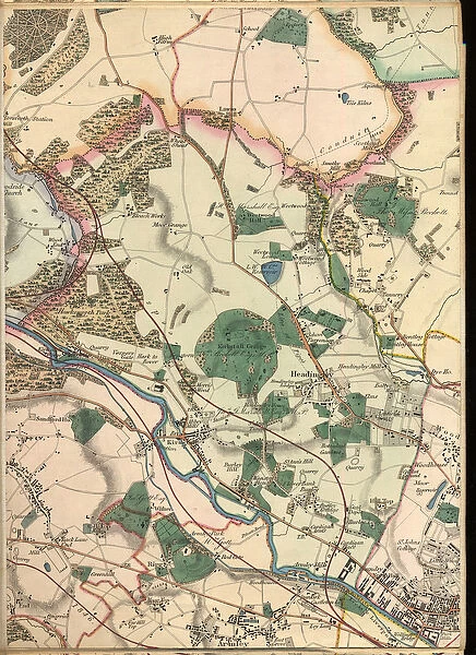 Map showing Toll Bar House, Morris Lane, Kirkstall, West Yorkshire, 1849 (colour litho)