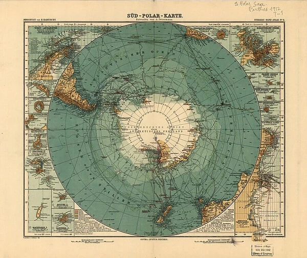 Map of the South Pole, 1912 (colour litho)