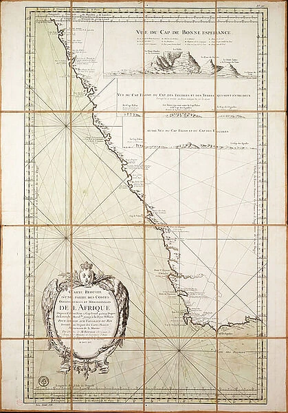 Map of the southwest of Africa, 18th century, 1754 (coloured engraving)