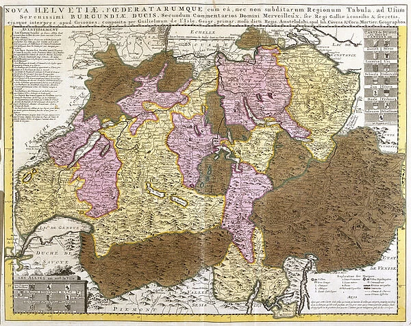 Map of the Swiss federation (etching, 1730)