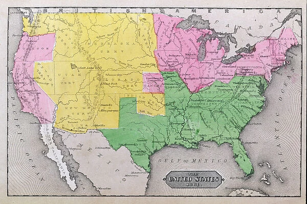 Map of the United States in 1861, from Our Whole Country: The Past and Present