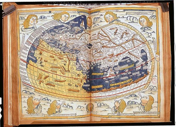 Map of the world, 1486 (coloured engraving)