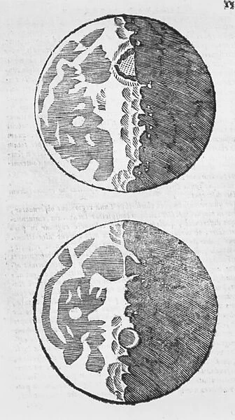 Maps of the moon, illustration from Sidereus Nuncius by Galileo Galilei