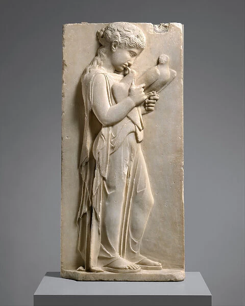 Marble Grave stele of a little girl, c. 450-440 BC (marble)
