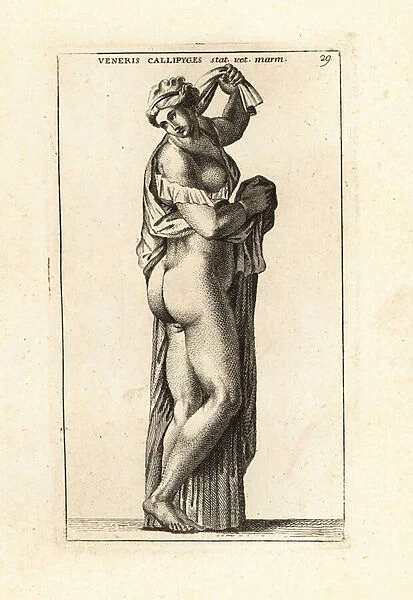 Marble statue of Venus Callipyge. 1779 (engraving)