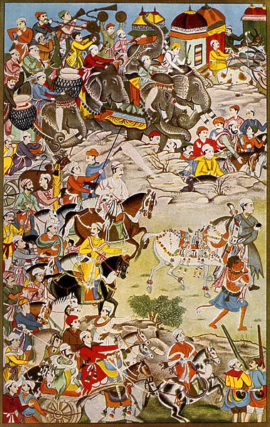 March of the grand Mughal, Akbar the Great, 1909 (print)