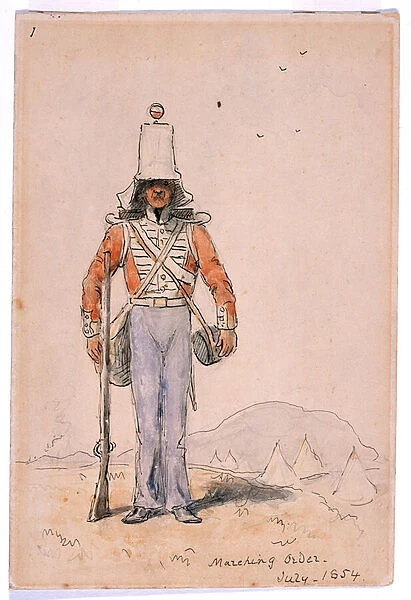Marching order, July 1854 (pen and ink and watercolour )