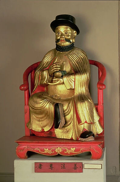 Marco Polo, Gilded Wooden Sculpture, Chinese, 16th century
