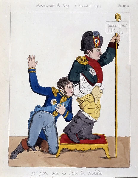 The marechal Michel Ney (1769-1815) sniffing the butt of Napoleon 1st