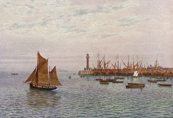 Margate Harbour (colour litho)