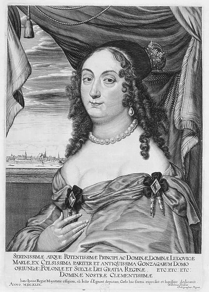 Maria Ludwiga Gonzaga (1611-67) Queen of Poland, 1649 (engraving)