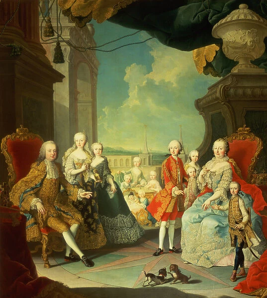 Maria Theresa and her Husband at the staircase leading from the Great Hall of Schloss