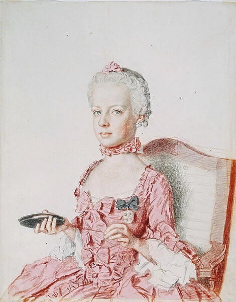 Marie Antoinette, Archduchess of Austria - Jean-Etienne Liotard (1702-1789). Pencil, watercolour, pastel on paper, 1762. Dimension : 31, 1x24, 9 cm. Musee d art et d histoire, Genf