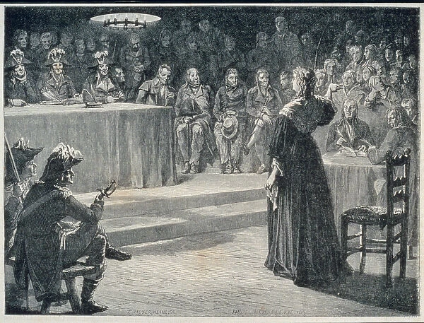 Marie-Antoinette facing the Revolutionary Tribunal in 1793, engraved by Theodor Meyer-Heine