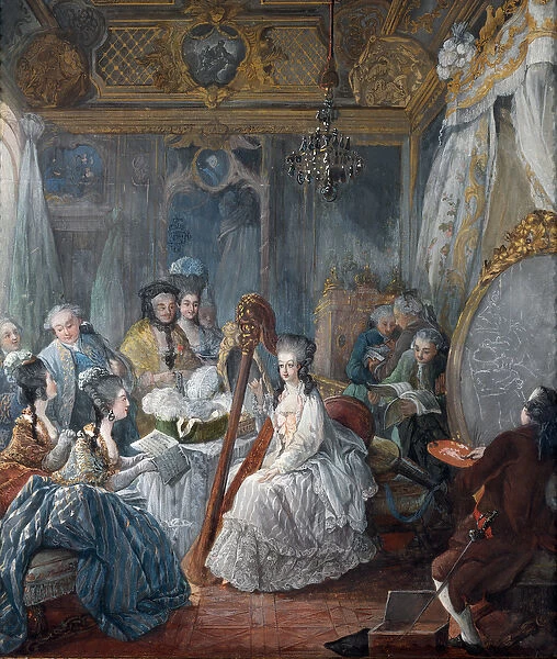 Marie Antoinette, Queen of France, in her room. Detail (gouache, 1777)