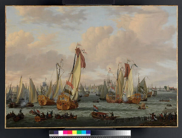 A marine sham-fight on the Y before Amsterdam, before 1710 (oil on canvas)