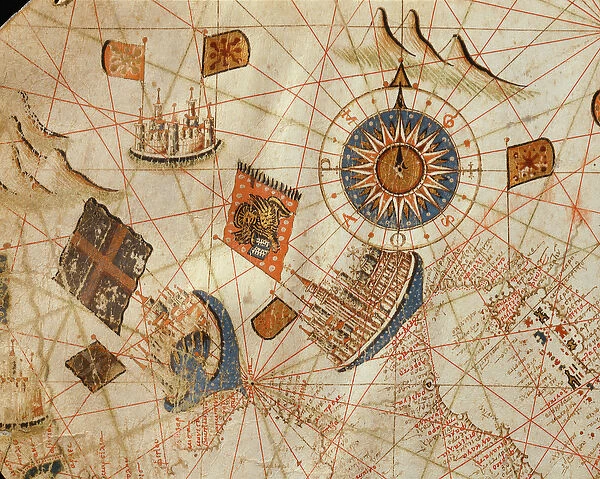 The maritime cities of Genoa and Venice, from a nautical atlas of the Mediterranean
