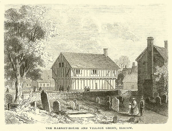 The Market-House and Village Green, Elstow (engraving)